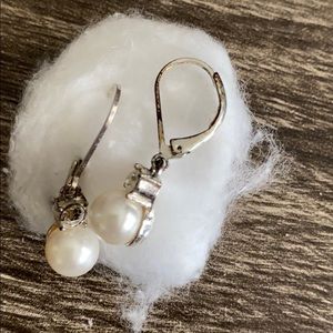 Pearl and rhinestone earrings